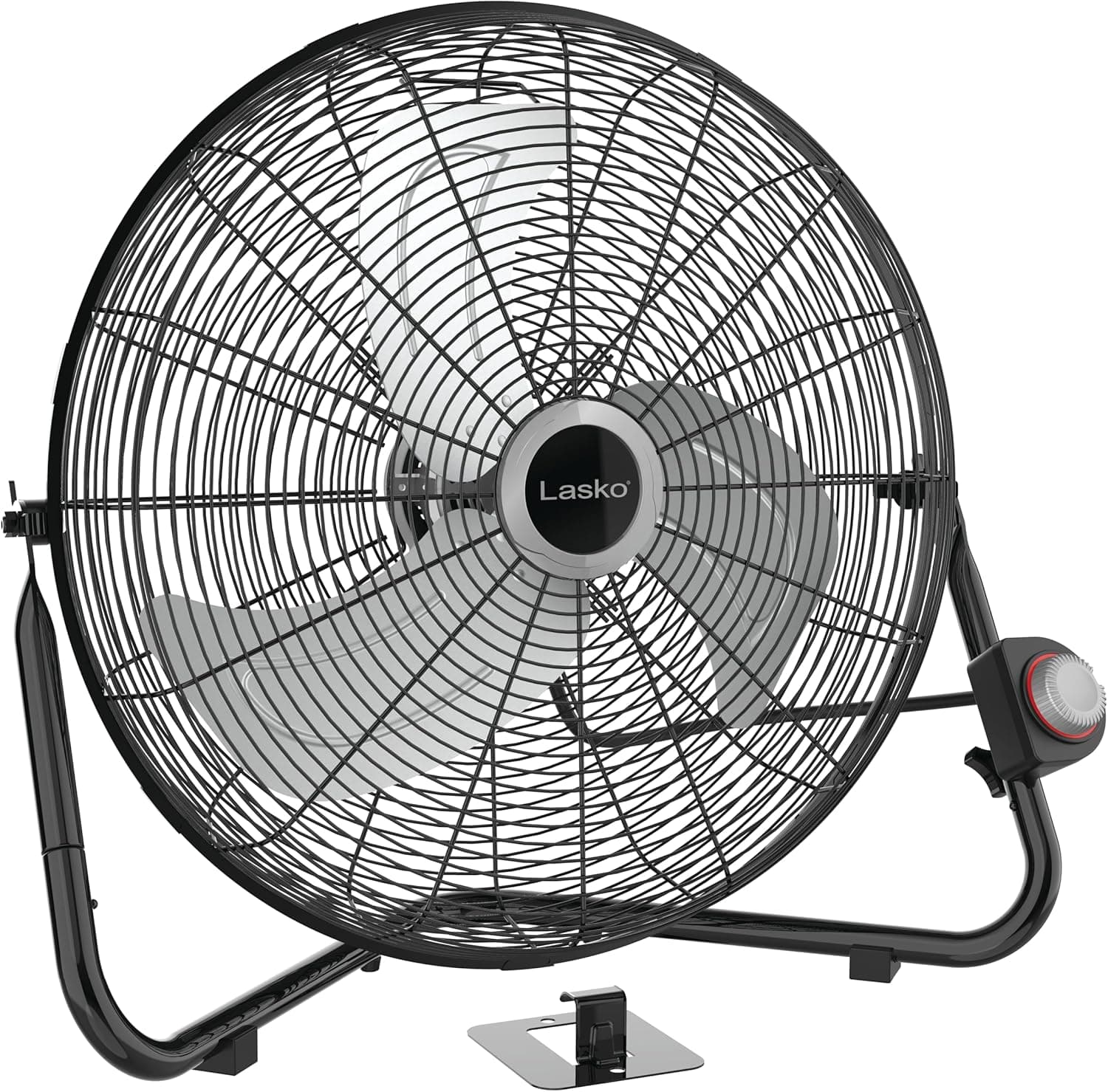 Lasko High Velocity Wall Mount and Floor Fan - 20" - 2264QM - Negro | Cabezal pivotante, mango incorporado, tecnología de seguridad Blue Plug, pantalla y controles manuales, 3 velocidades, para el hogar, garaje, ático