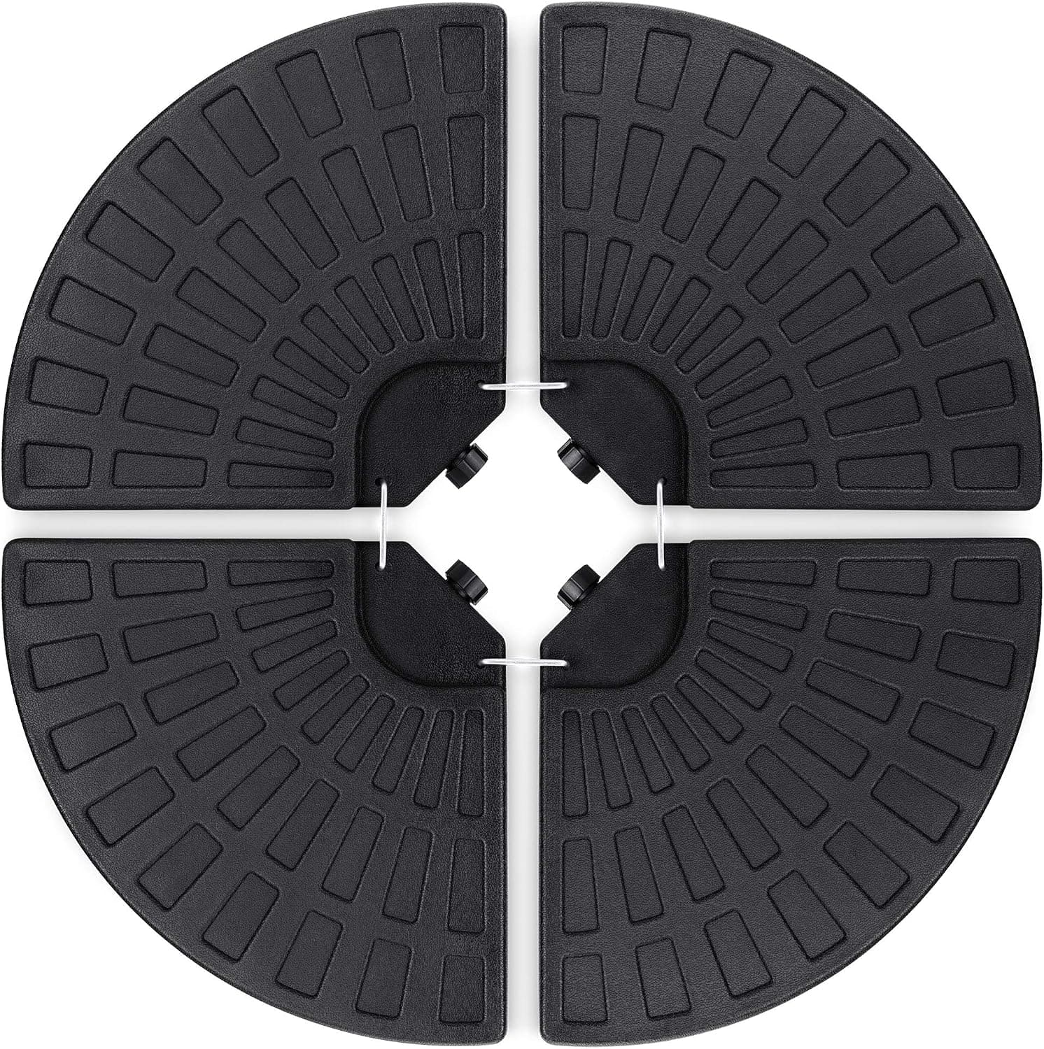 Best Choice Products Soporte de base circular para sombrilla de patio en voladizo con capacidad de 158 lb, 4 piezas, con asas de transporte, boquillas de fácil llenado, ganchos para conector de base, estabilidad UV, color negro