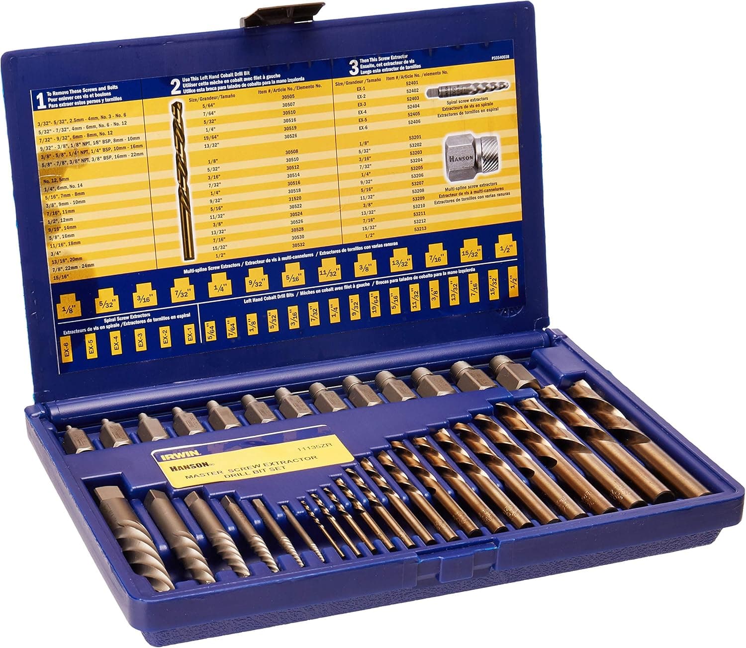 IRWIN Tools Hanson Juego de brocas y extractores de tornillos, 35 piezas, 11135ZR