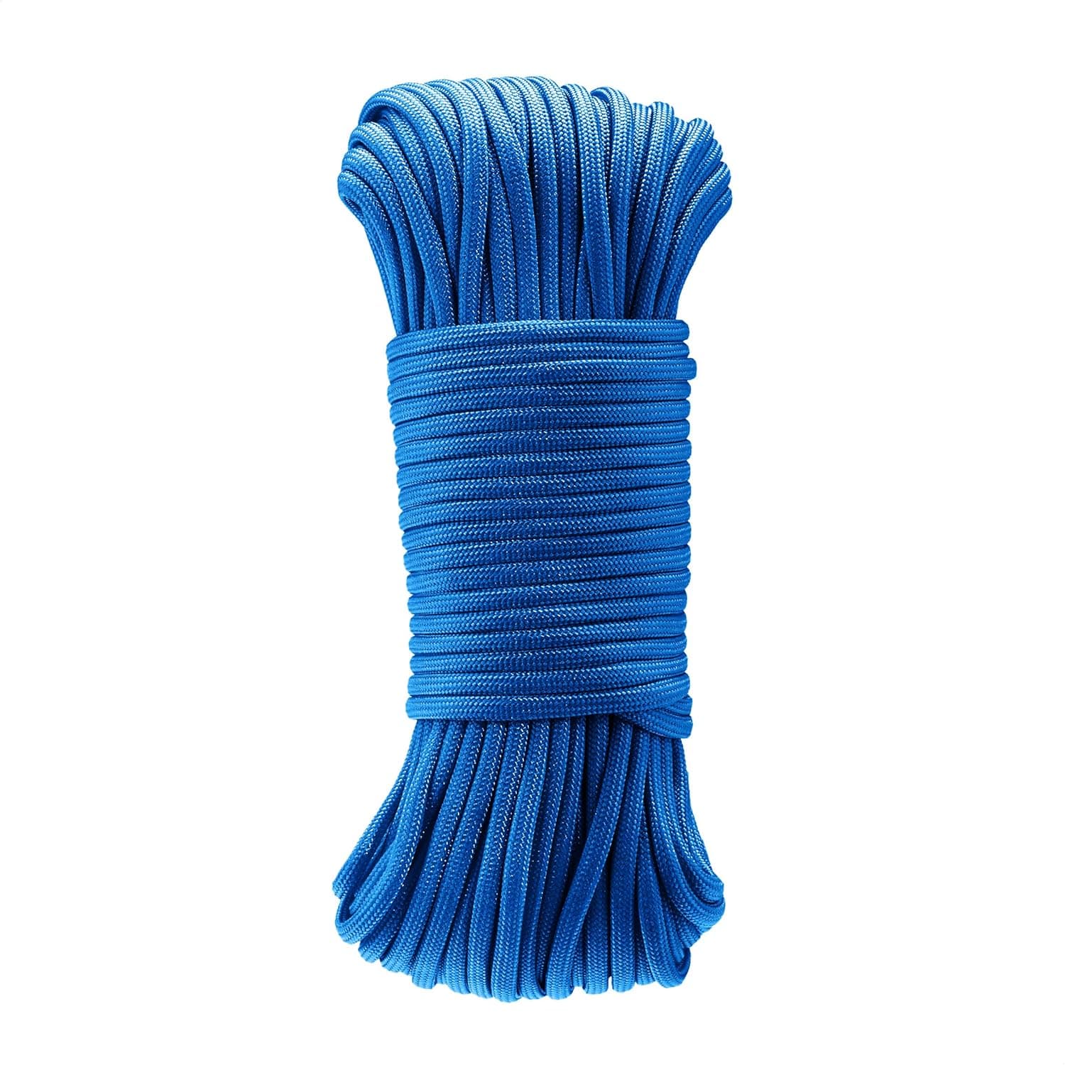Amazon Basics 550 Paracord tipo III, núcleo de 7 hilos, alta resistencia para senderismo, camping, equipo de supervivencia, proyectos de bricolaje, pulseras, cordones, utilidad para exteriores, 5/32 in x 100 ft (4 mm x 30 m), azul