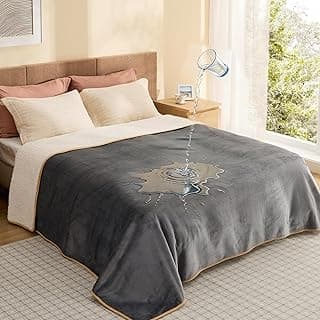 Manta impermeable para cama, suave forro polar Sherpa, Queen 90 x 86 | Mantas reversibles calmantes y acogedoras de felpa para perros grandes y mayores, funda para sofá cama cálida, protector de muebles para mascotas, gris