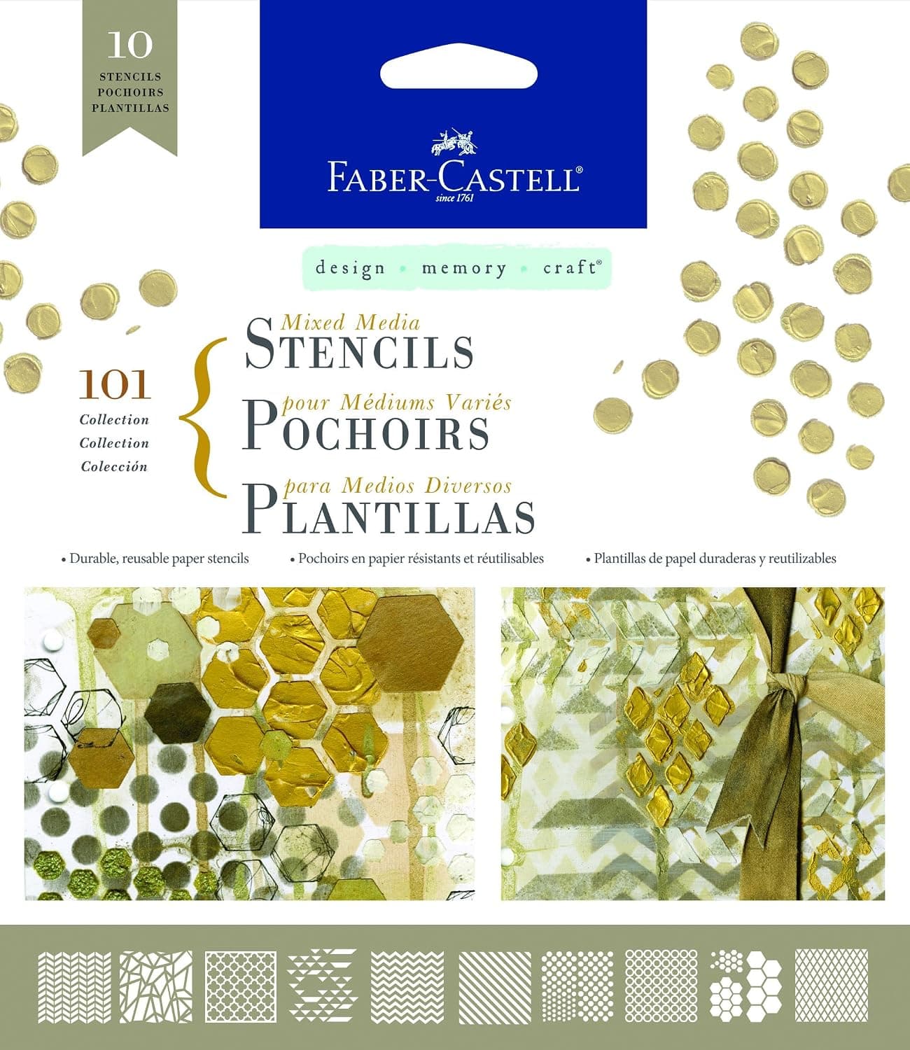 Plantillas de papel de técnica mixta Faber-Castell - Colección 101 - 10 plantillas gráficas reutilizables