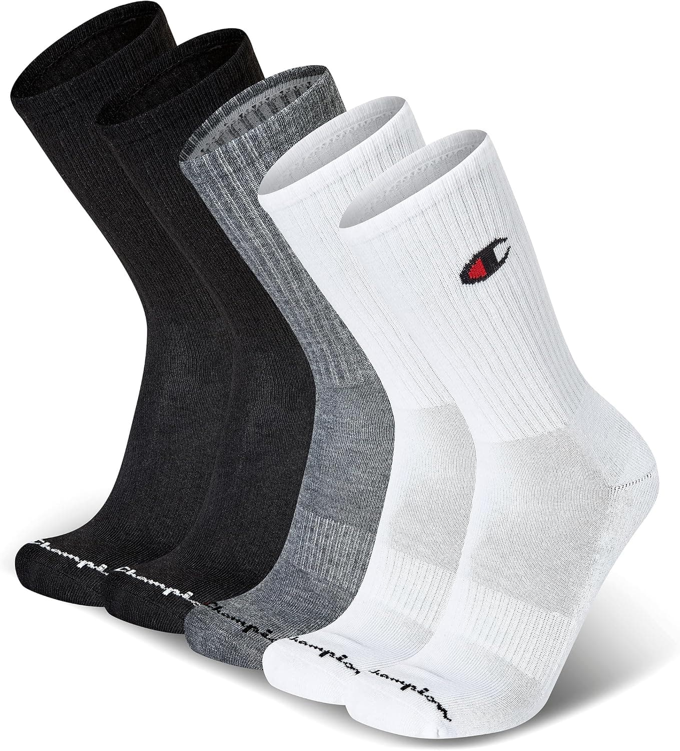 Champion Calcetines acolchados para hombre, paquete de 5 – Calcetines deportivos que absorben la humedad con soporte para el arco (tallas 6-12)
