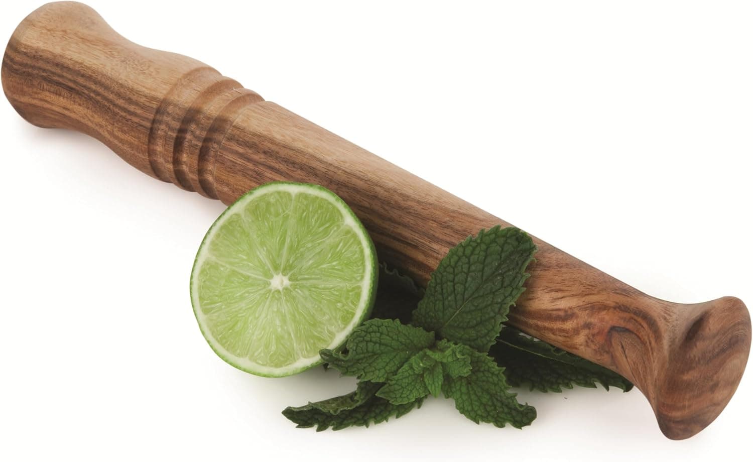 Twine Acacia Wood Mojito Muddler para cócteles con bolsa de almacenamiento de yute, accesorios de bar, cóctel, bebida, juego de 1, grano de madera