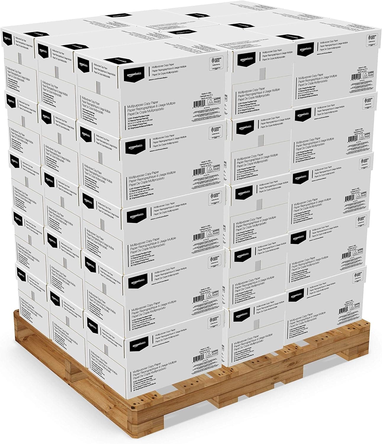 Amazon Basics Papel multiusos para impresora de copias, 8,5 x 11 pulgadas, 20 lb, 92 brillante, blanco, palé, 400 resmas (200.000 hojas)