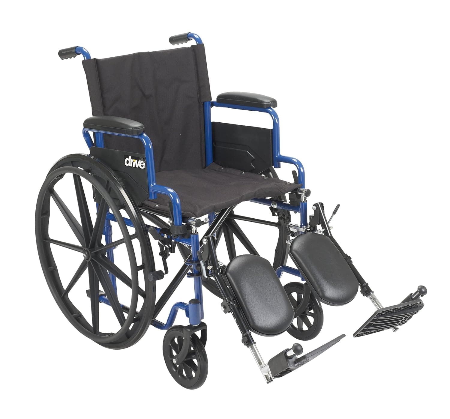 Drive Medical Blue Streak Foldable Wheelchair, Leg Rests, 16" Seat