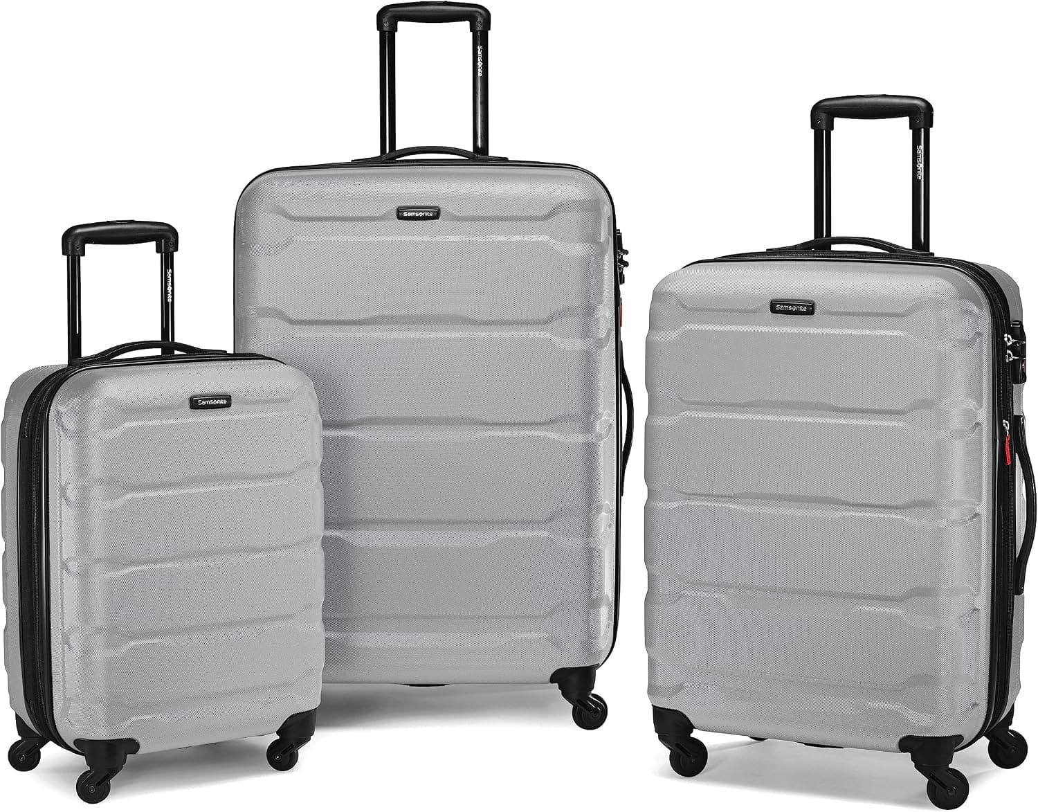 Samsonite Omni PC Hardside Equipaje expandible con ruedas giratorias, plateado, juego de 3 piezas (20/24/28)