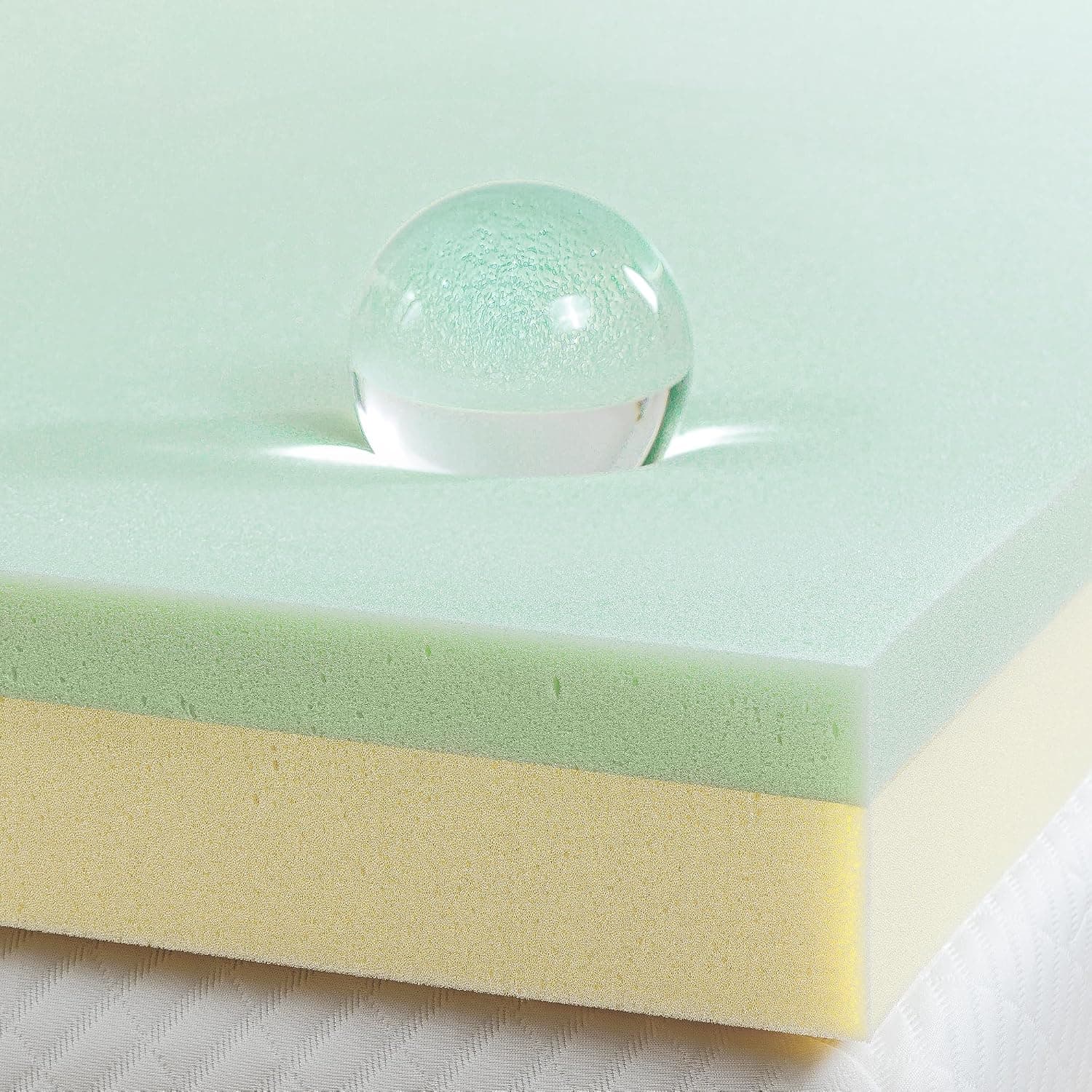 Cubrecolchón de espuma viscoelástica de té verde de 4 pulgadas ZINUS, capas que alivian la presión, certificado CertiPUR-US, doble