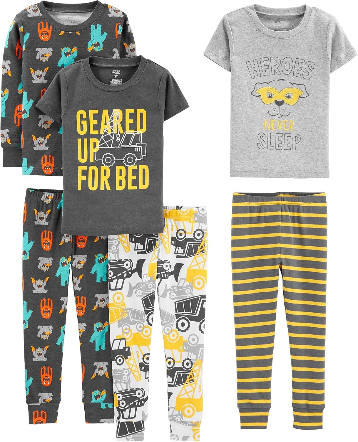 Simple Joys by Carter's Conjunto de pijama de algodón de ajuste ceñido de 6 piezas para niñas