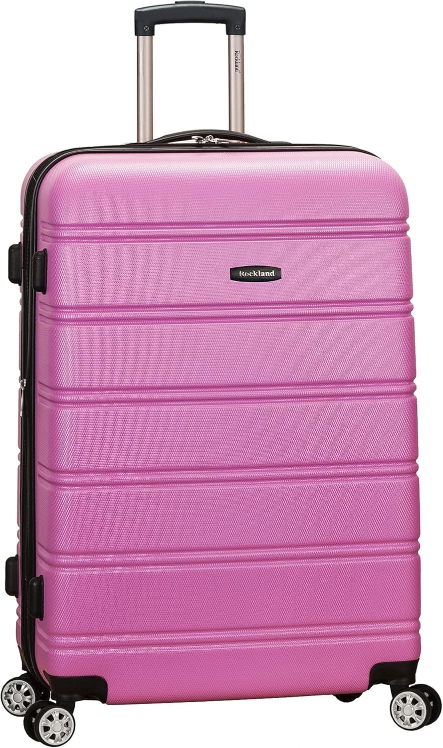 Rockland Melbourne Hardside Equipaje expandible con ruedas giratorias, a cuadros, grande, 28", rosa