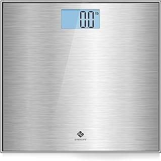 Báscula de baño digital de peso corporal de acero inoxidable Etekcity, 400 libras | Tecnología Step-On, pantalla LCD grande con retroiluminación azul, gris de 12 x 12 pulgadas, 1 paquete de báscula de baño precisa