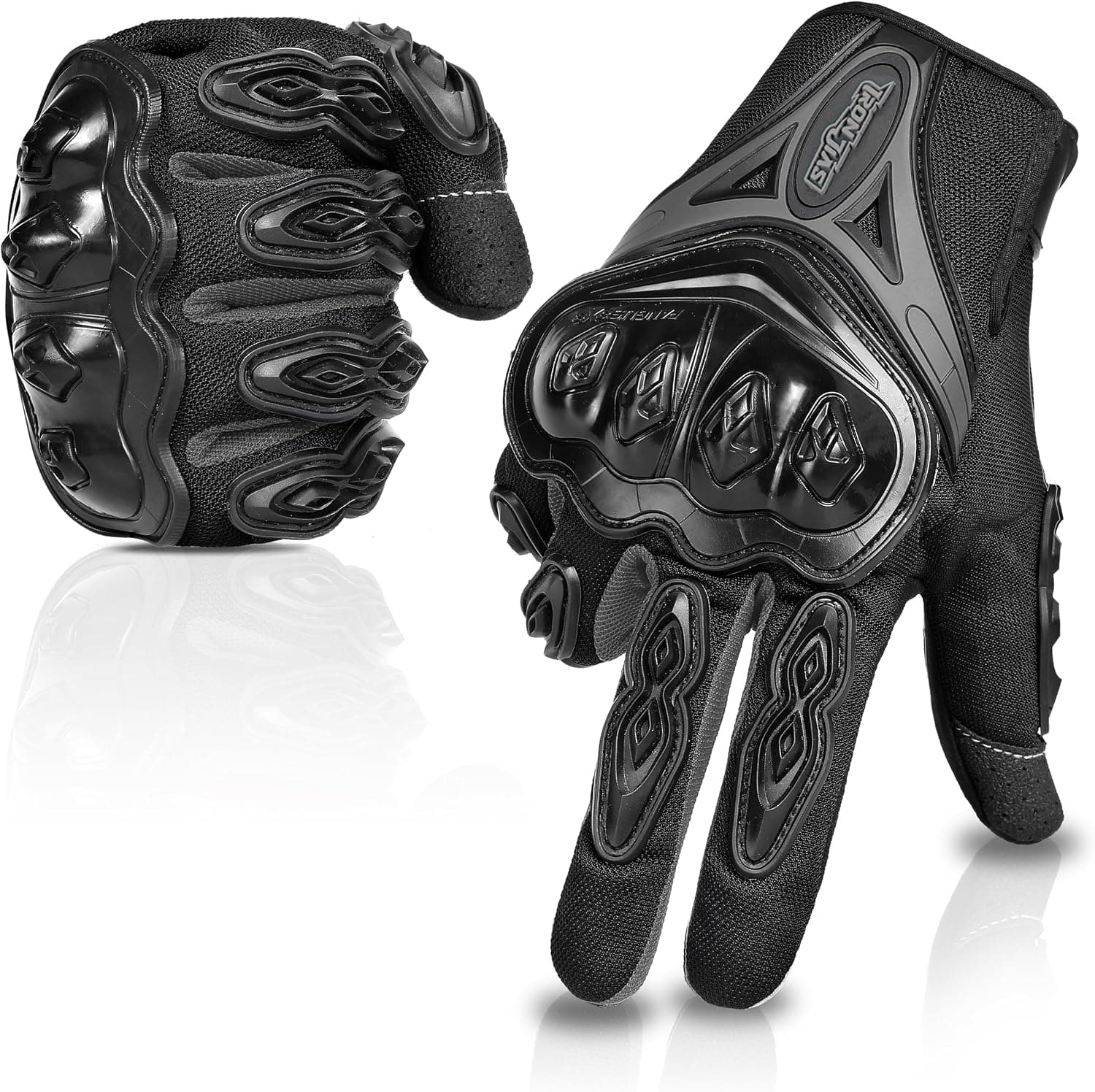 IRON JIA'S Motorcycle Gloves Full Finger Durable for Road Racing Bike Summer Spring Powersports Support Touch Screen Black-XL | Knuckle Protection, Breathable Mesh, Touchscreen, Anti-Slip Palm, Adjustable Wrist Strap, BMX, ATV, MTB
