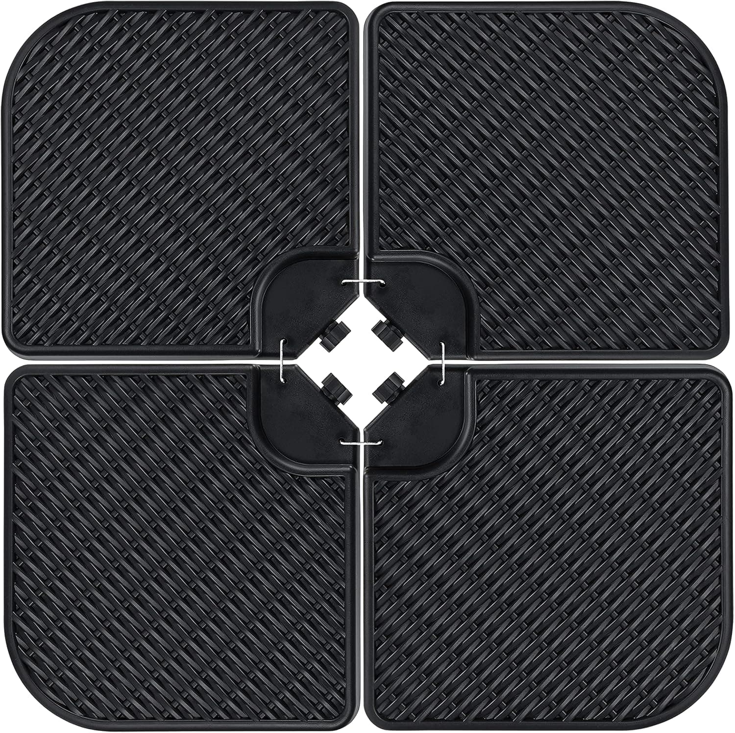 Best Choice Products Juego de 4 piezas de paragüero de mimbre sintético en voladizo con capacidad de 174 lb, juego de platos cuadrados de alta resistencia con boquillas de fácil llenado para agua o arena