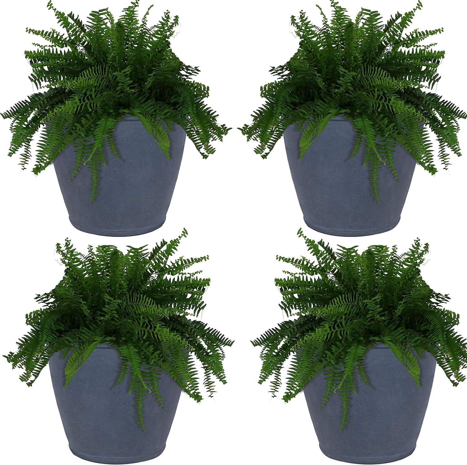 Sunnydaze Anjelica 24'' Large Plastic Planter Pot for Plants, Slate, 4pk | 19-Gallon Capacity, Large Plastic Planter for Outdoors, Drillable Drainage Hole, Double-Walled Polyresin Tree Pot for Porch