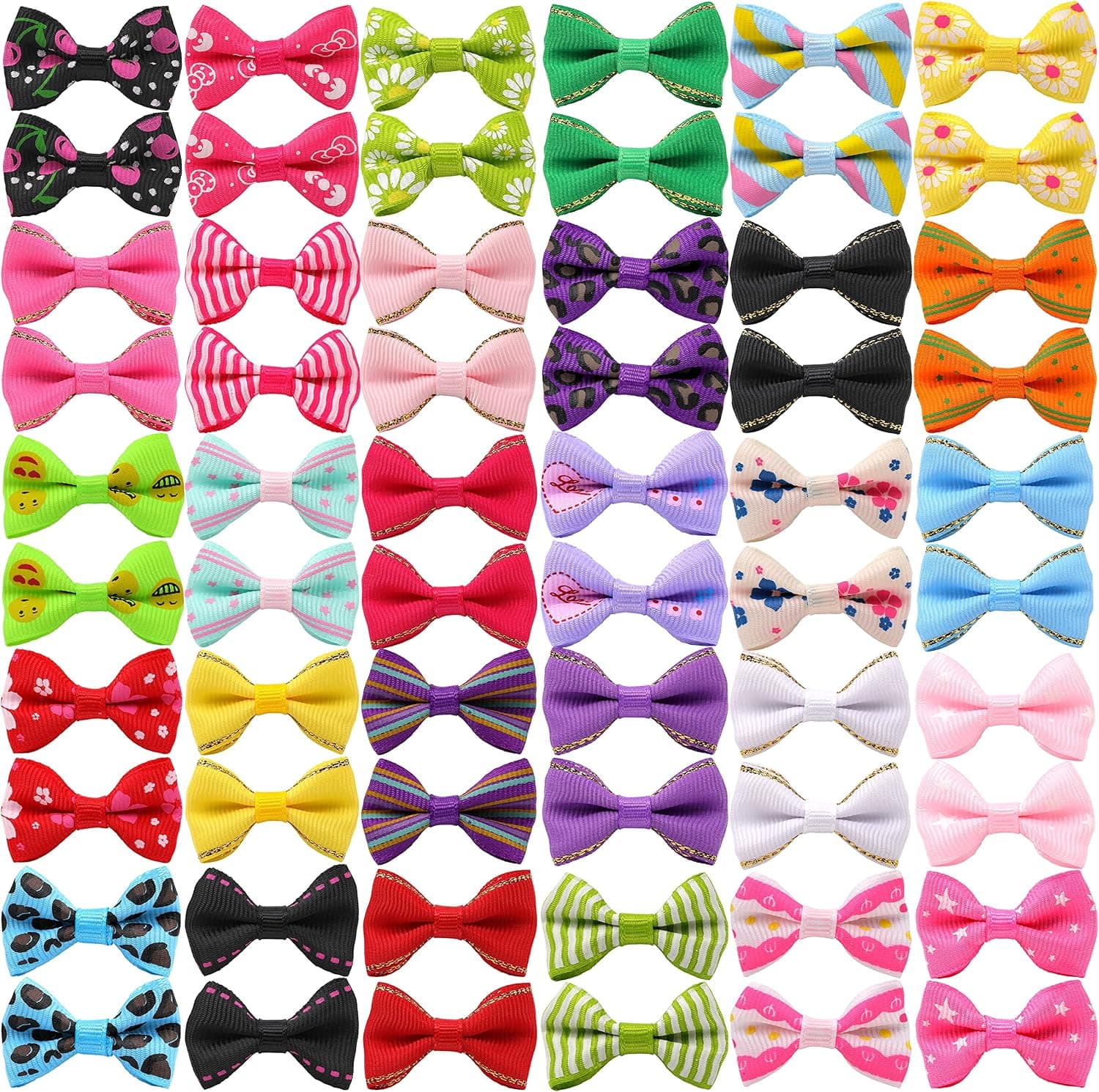 YAKA 60 lazos para el pelo (30 París) lindo cachorro perro pequeño lazo con clips de metal accesorios para el pelo hechos a mano lazo productos de aseo para mascotas (60 piezas, patrones lindos)