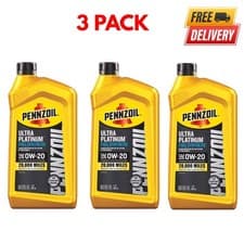 3 Pack Pennzoil Ultra Platinum Full Synthetic 0W-20 Motor Oil 1 Qt