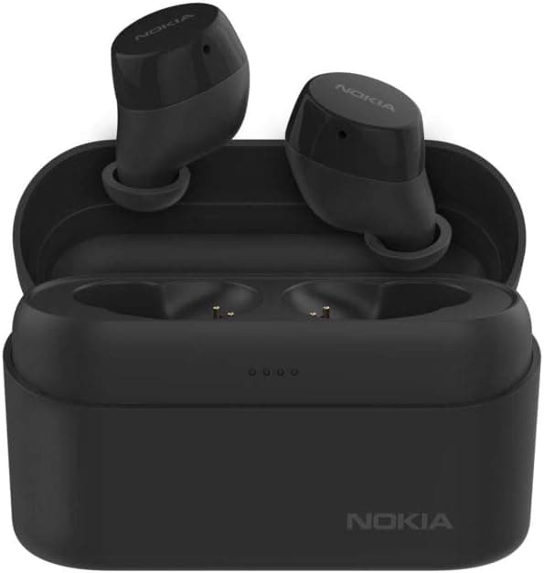 Auriculares Nokia Power | Verdadero inalámbrico con estuche de carga | Hasta 150 horas de juego | Impermeable | Compatibilidad universal Bluetooth 5.0 con micrófono incorporado | Sonido cristalino con graves mejorados, gris