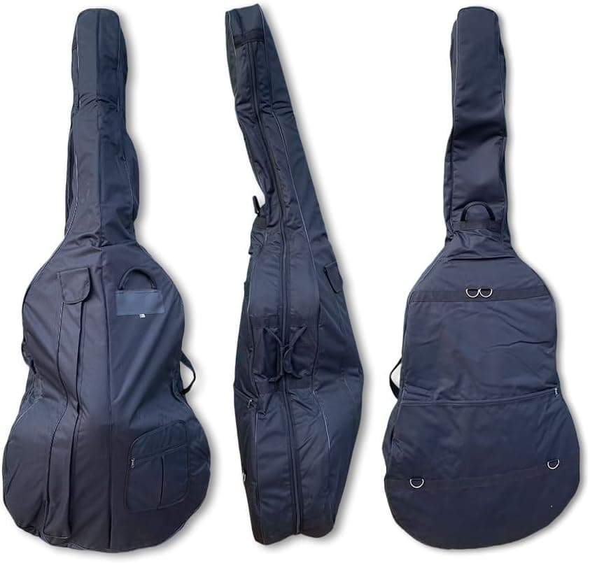 Bolsa vertical para contrabajo 3/4 – Bolsa impermeable de nailon 600D para instrumentos de cuerda con acolchado grueso, correa para el hombro, bolsillos de almacenamiento – Funda protectora para contrabajo vertical (tamaño 3/4)