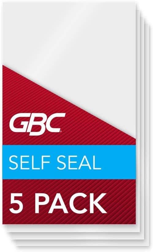 GBC Laminating Sheets, Self Adhesive Pouches, Luggage Tag Size, 8 Mil, Self Seal, 5 Pack (3745165)