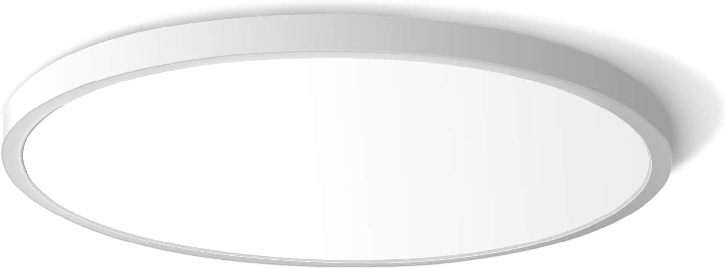 Lámpara de techo LED de montaje empotrado, 5000K luz diurna blanca 24W(240W equivalente) Iluminación de techo plana moderna de 12 pulgadas, lámpara de techo de 3200LM para porche de baño, cocina, dormitorio, sala de estar, pasillo