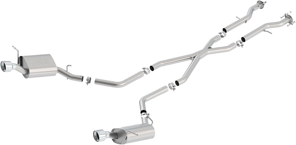 BORLA 140449 Cat-Back Sistema de Escape de Rendimiento para Dodge Durango R/T V8 T-304 Acero Inoxidable Sonido S-Type Doble Split Salida Trasera Simple 4.5" Redonda T-304 Puntas de Acero Inoxidable en Cada Lado