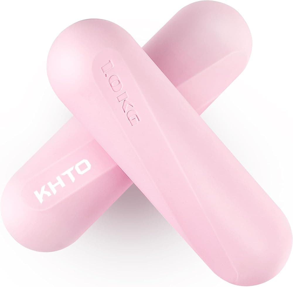 Barras de pesas de silicona de grado alimenticio para mujer, color rosa (par de 2,2 libras | 4,4 libras), juego de mancuernas con lados hexagonales antideslizantes para gimnasio en casa, caminar, yoga, danza, barra, pilates