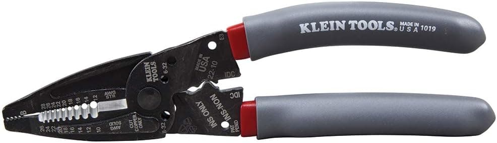 Klein Tools 1019 Klein Kurve Pelacables/Engarzadora/Cortadora, fabricado en EE. UU., Herramienta de corte/engarzado/pelado para conectores B e IDC, terminales, más