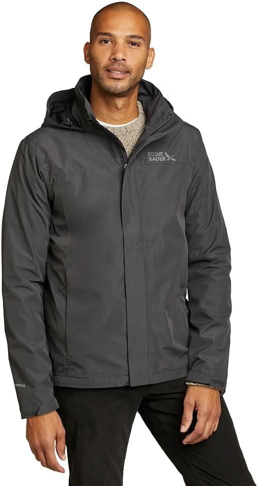 Eddie Bauer Rainfoil WeatherEdge - Chaqueta impermeable con capucha para hombre