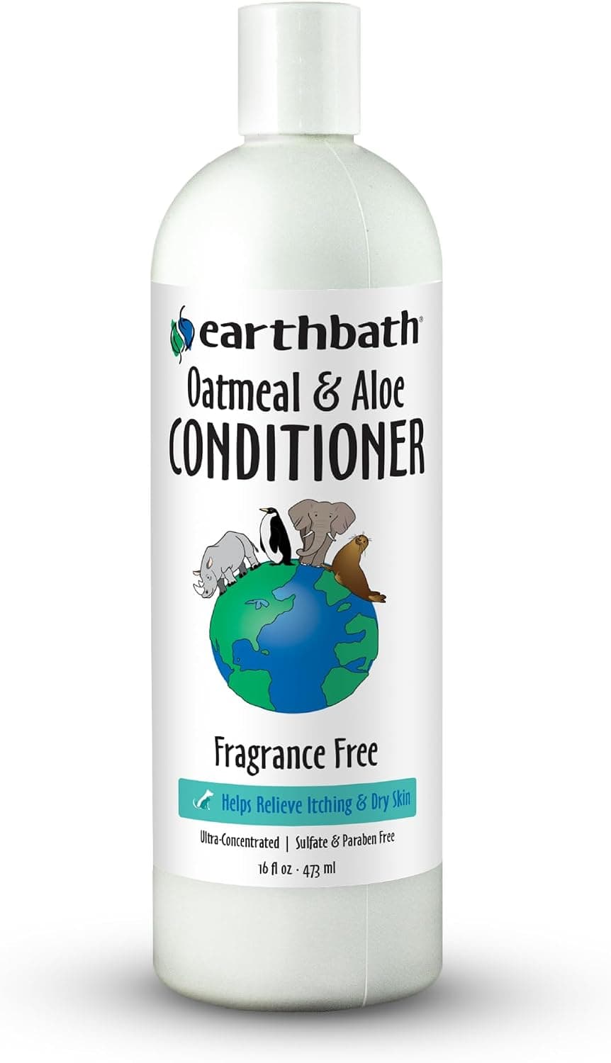 earthbath Oatmeal & Aloe Conditioner, Dry Skin, Made in USA, 16 Oz (1 Pack) | Dog Conditioner for Allergies & Itching, Helps Relieve Itching, Cruelty Free Pet Conditioners, Fragrance Free Dog Wash