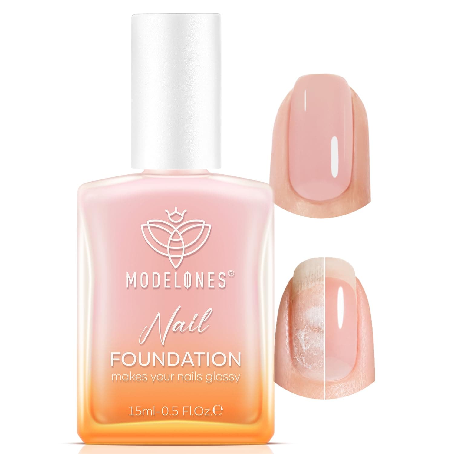 Modelones Fortalecedor y crecimiento de uñas, Esmalte de uñas rosa melocotón Reparación de uñas | Endurecedor de uñas, esmalte fortalecedor, crecimiento y fortalecimiento de las uñas, corrector Natural, base, uñas de los pies, regalos para el cuidado de las uñas, 15ml
