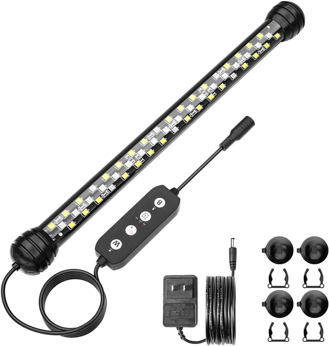 SEAOURA Luz LED sumergible para acuario con temporizador, 11 pulgadas | Luz para pecera plantada a prueba de agua IP68, encendido/apagado automático, 3 modos de luz: espectro completo, luz WRG, luz azul, 10 brillo
