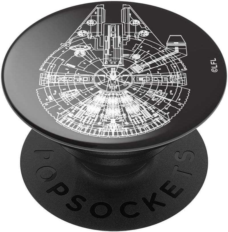 PopSockets Agarre adhesivo para teléfono, soporte, soporte para teléfono, Star Wars - Millenium Falcon Aluminio