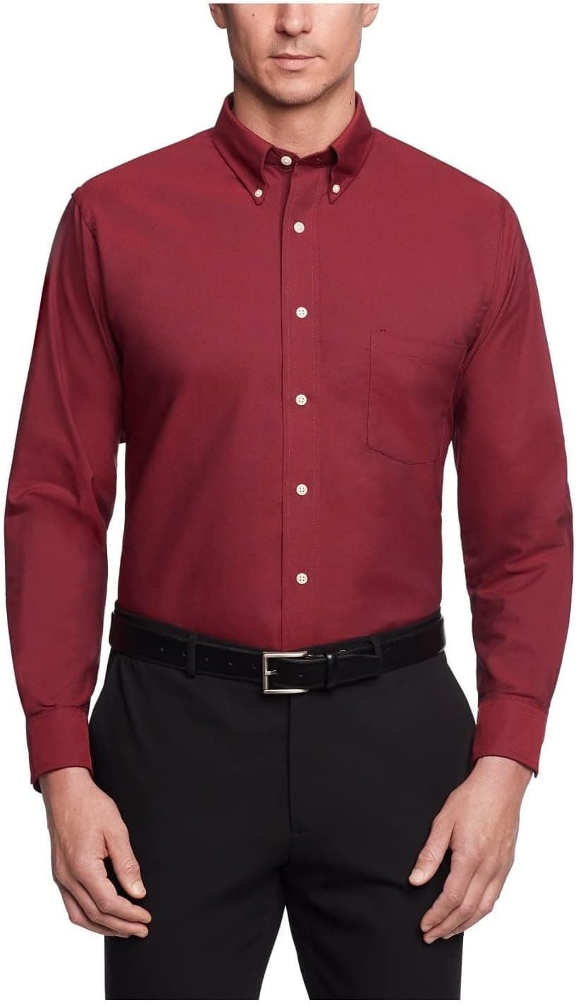 Van Heusen Camisa de vestir Oxford con cuello abotonado y ajuste regular para hombre