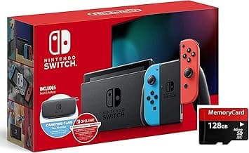 Consola Nintendo Switch con Consola de Videojuegos Joy-Con Azul Neón y Rojo Neón, Pantalla LCD Táctil de 6.2", WIFI