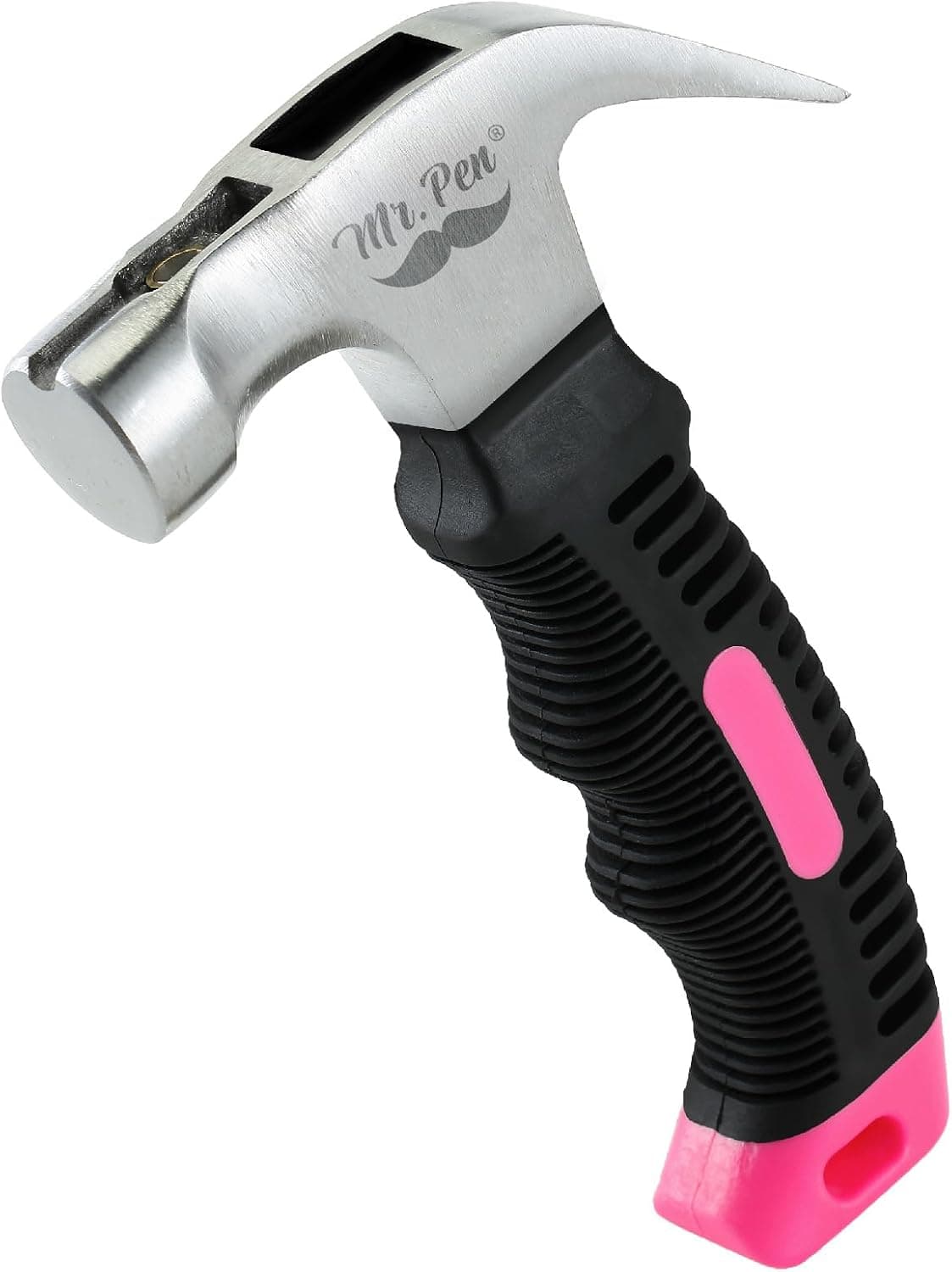 Mr. Pen- Martillo de garra, 8 oz, rosa, magnético | Martillo de clavos de garra pequeño para mujeres para acampar, trabajar la madera, reparaciones del hogar, garra, rechoncho, tachuela