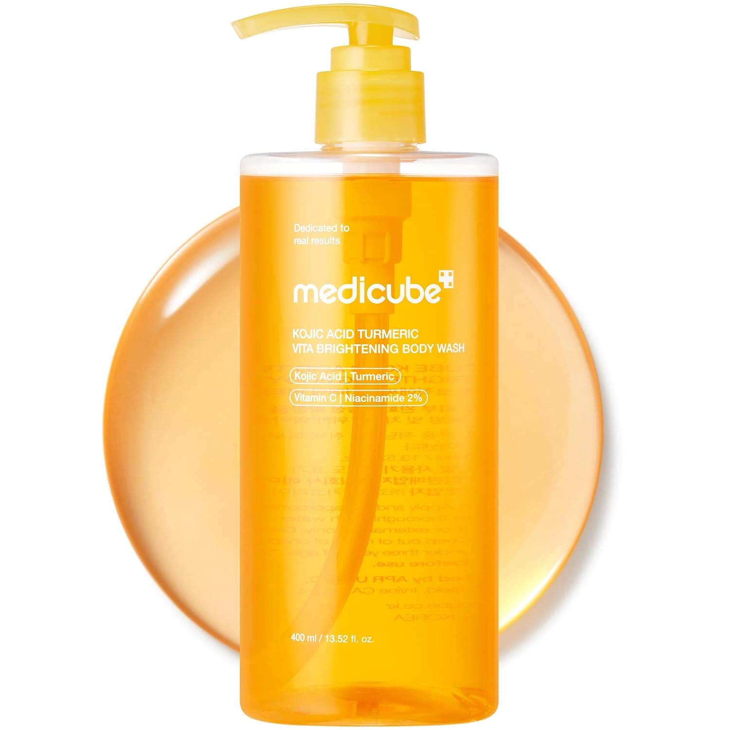 Medicube Jabón corporal iluminador de cúrcuma con ácido kójico, 13.52 onzas líquidas
