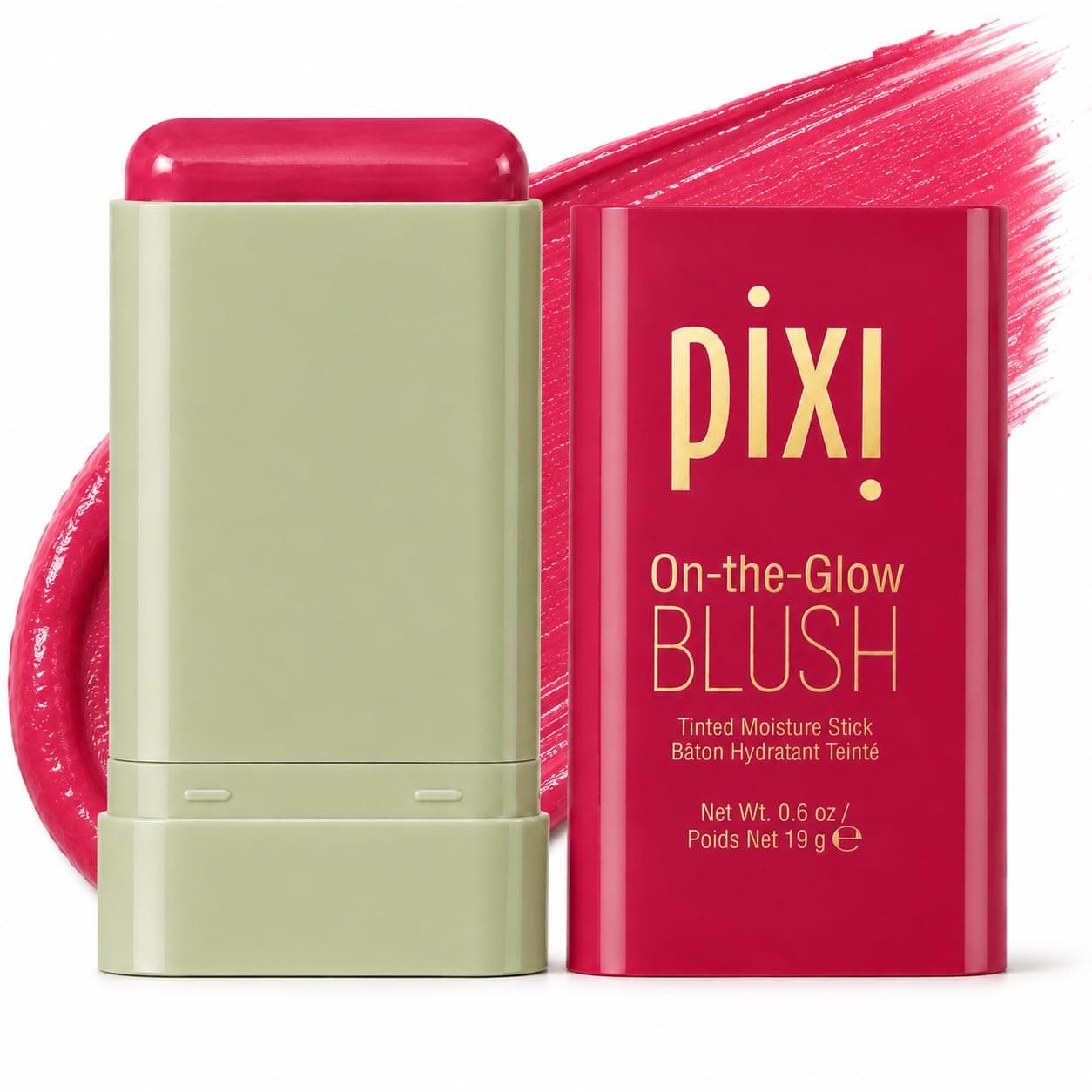 Pixi ON-THE-GLOW Cream Blush Stick for Cheeks in Ruby, Dewy Finish | Hydrating, Dewy, Luminous Cream Blush for Cheeks and Lips, Buildable and Long Wearing, Paraben Free