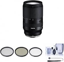 Lente de 0.709-11.811 in f/3.5-6.3 Di III-A VC VXD para cámaras Sony E APS-C sin espejo, paquete con kit de filtro UV/CPL/ND2, kit de limpieza, correa para tapa de lente, garantía Tamron de 6 años