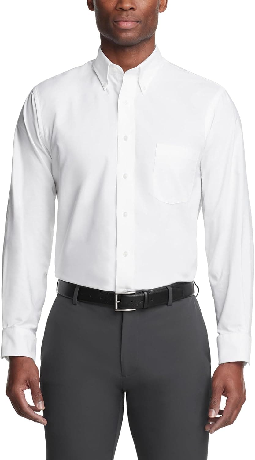 Van Heusen Camisa de vestir Oxford con cuello abotonado y ajuste regular para hombre