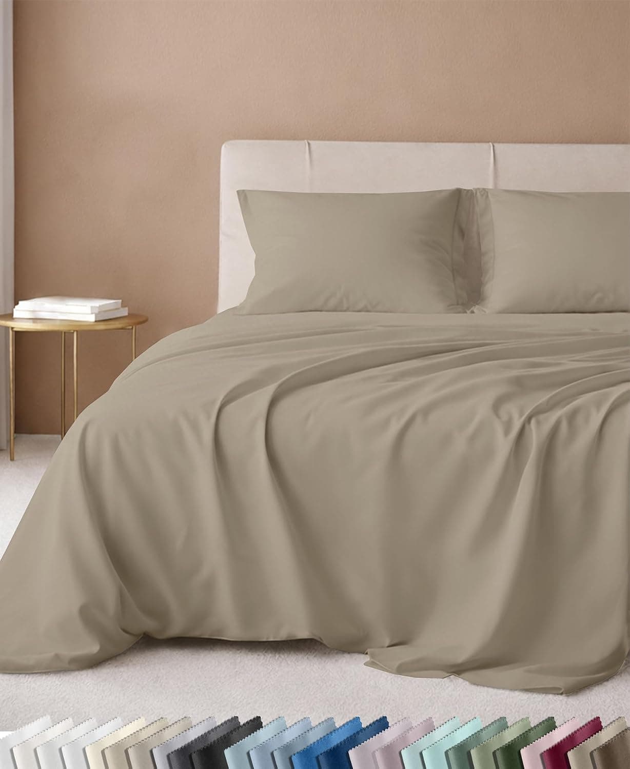 California Design Den Juego de sábanas tamaño Queen de 600 hilos, color pardo frío | 100% satén de algodón respaldado por el sello Good Housekeeping, suave y terso, bolsillo de 16" de profundidad, elástico integral, duradero, fácil cuidado