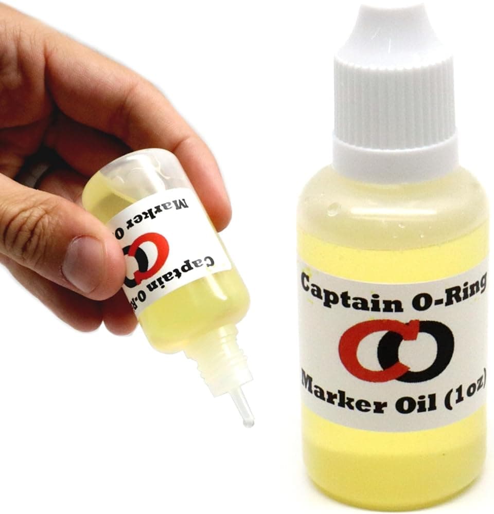 Lubricante de aceite para marcadores (1 oz, 30 cc) de Captain O-Ring - Lubricante de aceite con cuentagotas para marcadores de paintball, airsoft y pistolas de aire