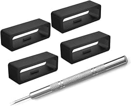 Anillos de fijación de lazo de correa de reloj 16 mm-26 mm, sujetador de correa de reloj de goma 4 piezas con herramientas, bucles de correas de reloj de conector de seguridad Reemplazo de anillo de sujeción de soporte seguro para accesorios de relojes inteligentes