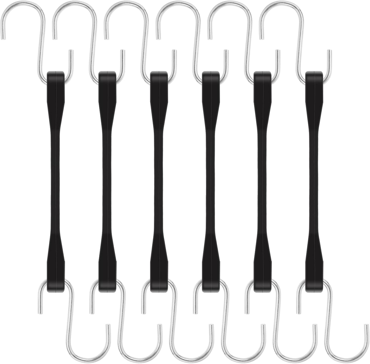 Rubber Cords with Hooks 6 Inch,Rubber Bungee Cords Heavy Duty Outdoor Rubber Tie Down Straps with S Hooks for Truck,Van,Motorcycle,Cargo,Tarps, Canvases and More (6 Pack)