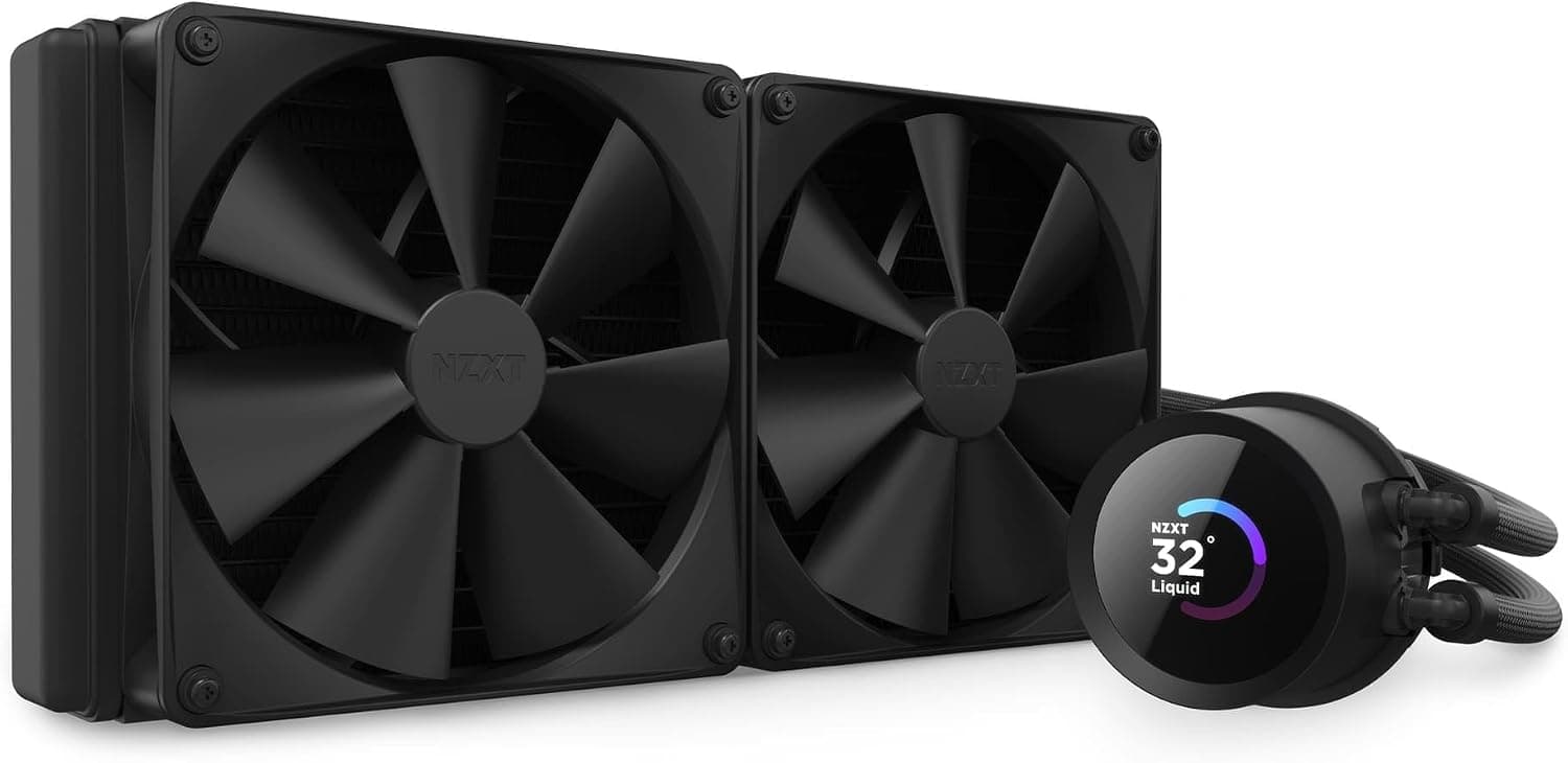Enfriador líquido para CPU AIO NZXT Kraken de 240-240 mm - Pantalla LCD cuadrada personalizable de 1,54" para imágenes, métricas de rendimiento y más - Bomba de alto rendimiento - 2 ventiladores F120P - Negro (RL-KN240-B1)
