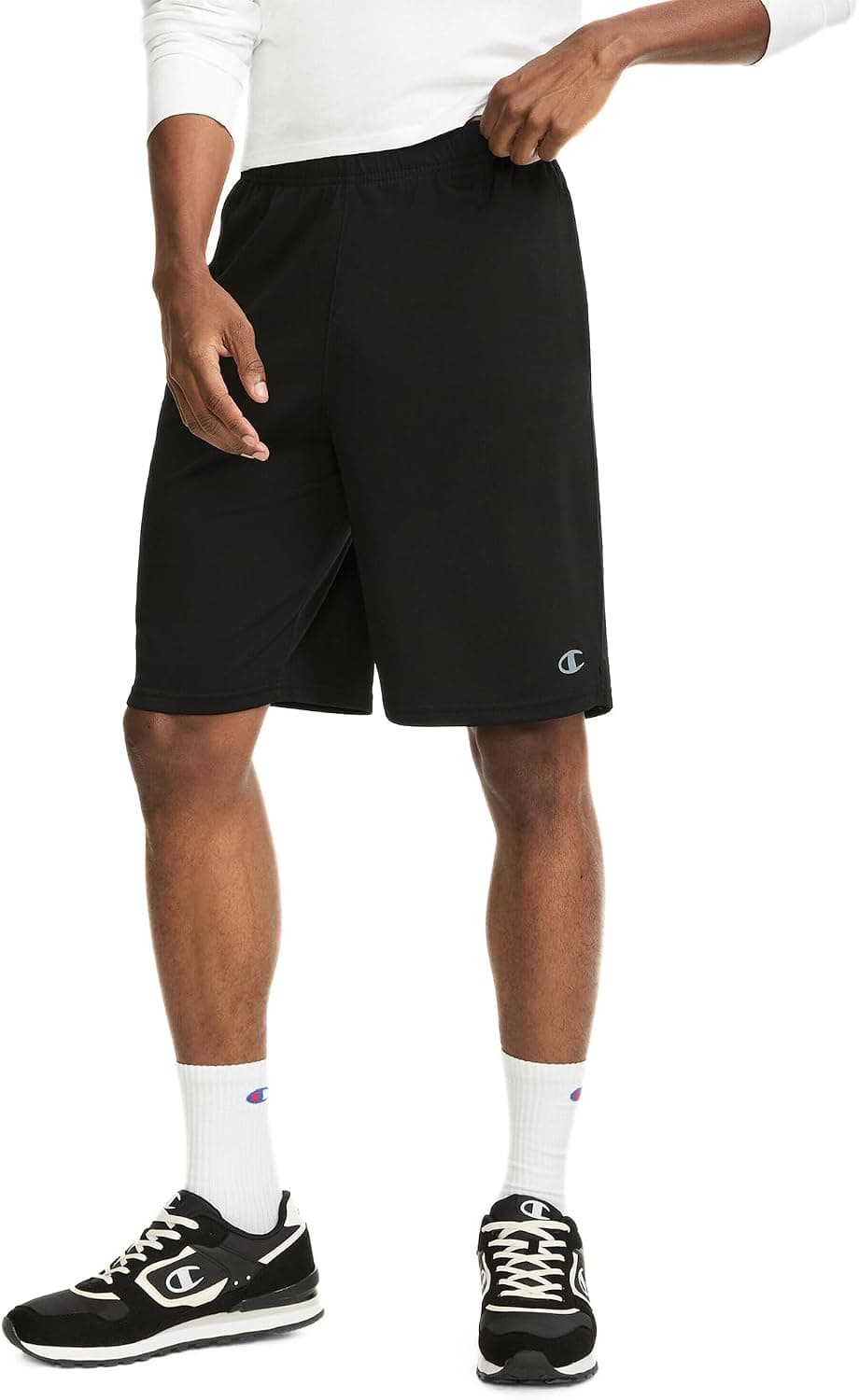 Champion Pantalones cortos deportivos para hombre, ajuste estándar, entrepierna de 10 pulgadas, tela ligera, que absorbe la humedad