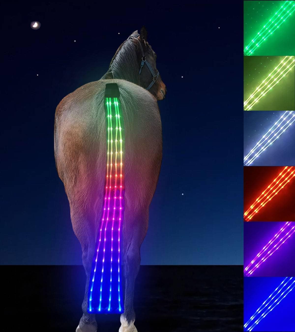 LED Tail Light, 7 Color in 1 Light Up Horse Tack, USB Rechargeable Equipment - Added Visibility & Safety for Night Riding