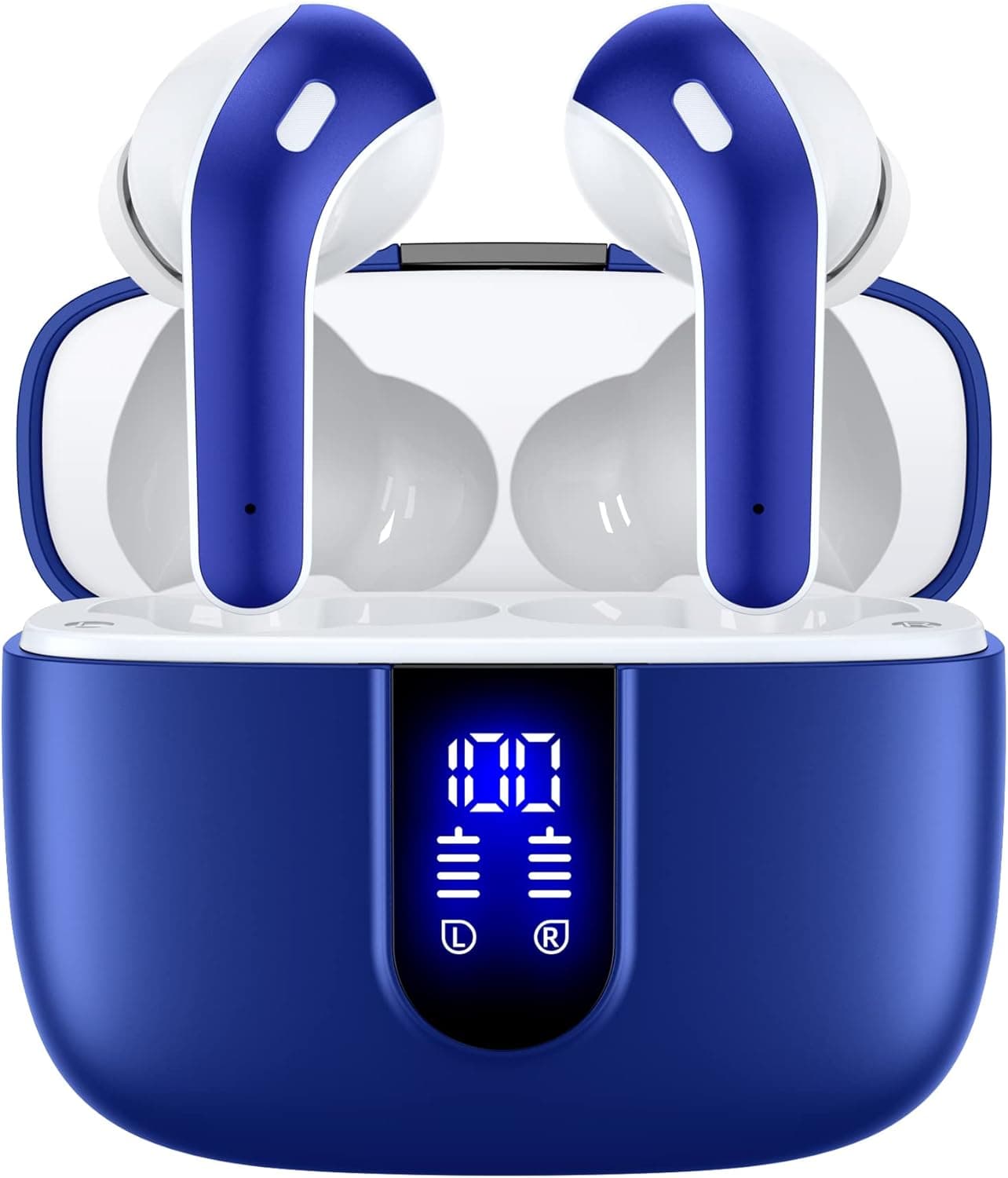 TAGRY Auriculares Bluetooth Auriculares inalámbricos verdaderos Reproducción de 60 horas Auriculares con pantalla de alimentación LED con estuche de carga inalámbrica IPX5 Auriculares intrauditivos impermeables con micrófono para TV Teléfono inteligente Computadora portátil Deportes
