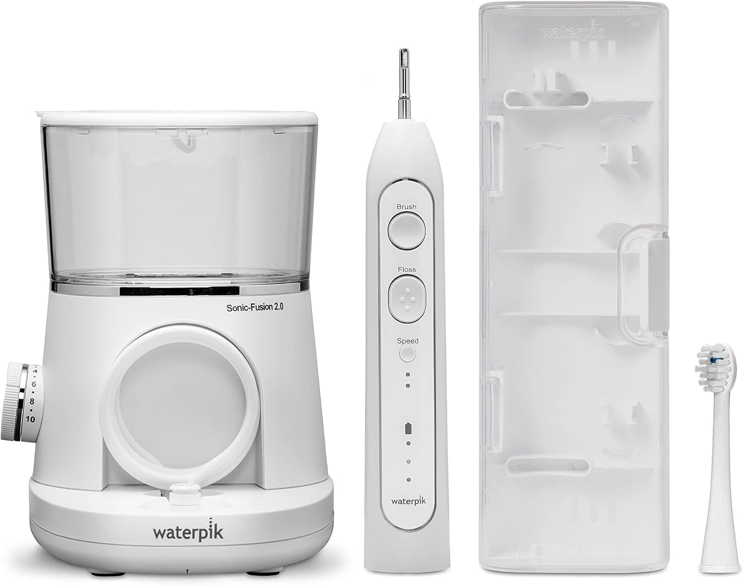 Waterpik Sonic-Fusion 2.0 Cepillo de dientes eléctrico con hilo dental, blanco