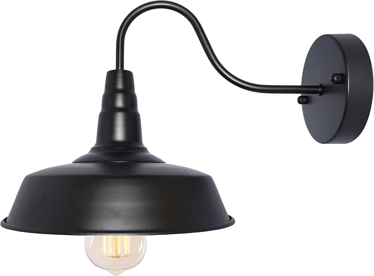 BRIGHTESS #80 Aplique de pared negro retro Iluminación Luces planas de granero Lámpara de pared industrial vintage de granja Lámparas LED exteriores E26 Baño Cocina Dormitorio Cableado