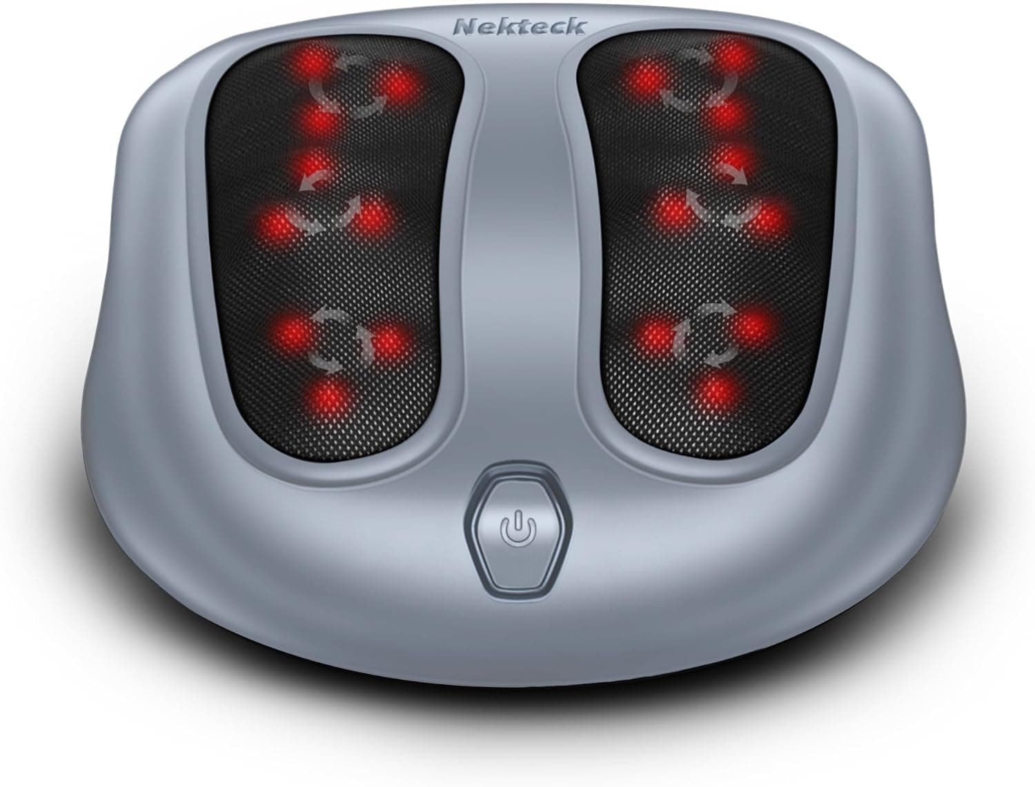 Masajeador de pies Nekteck Shiatsu con calor para fascitis plantar | Máquina masajeadora de pies eléctrica con calefacción FSA, elegible para HSA, función de calor y cable de alimentación, regalos ideales para él y su hombre